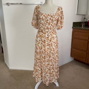 Jessica Simpson brand size Large Midi length dress in brown/orange color